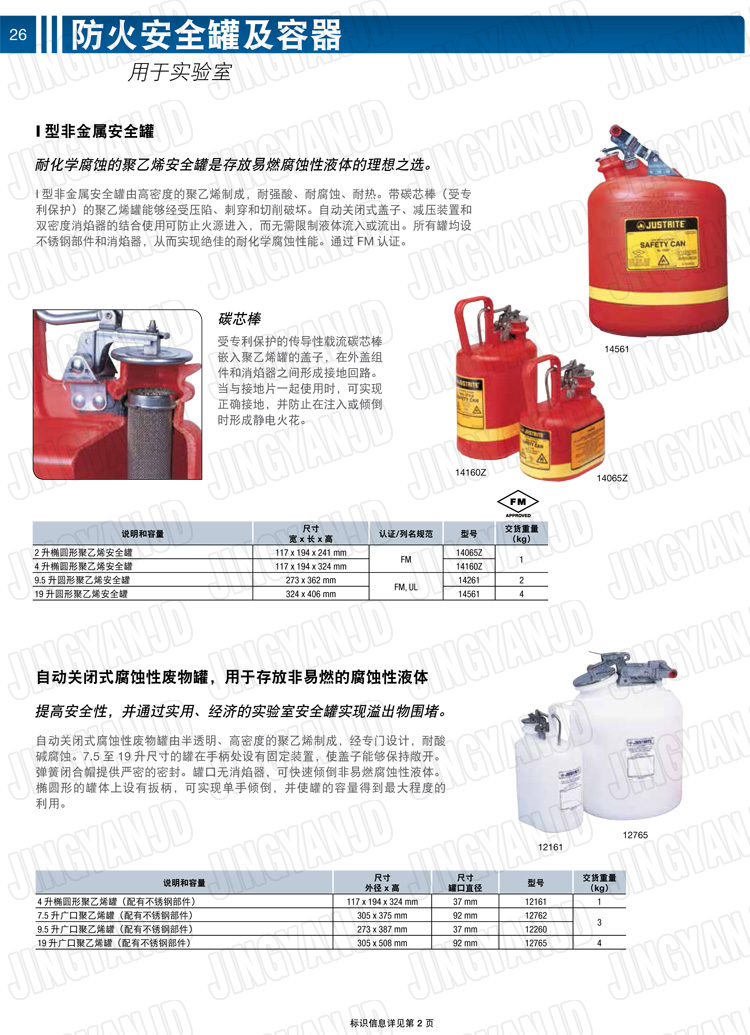 JUSTRITE，美國(guó)杰斯瑞特，justriteI型安全罐,柴油汽油存放罐，酒精松香水安全存儲(chǔ)罐，防火安全罐，防爆安全罐