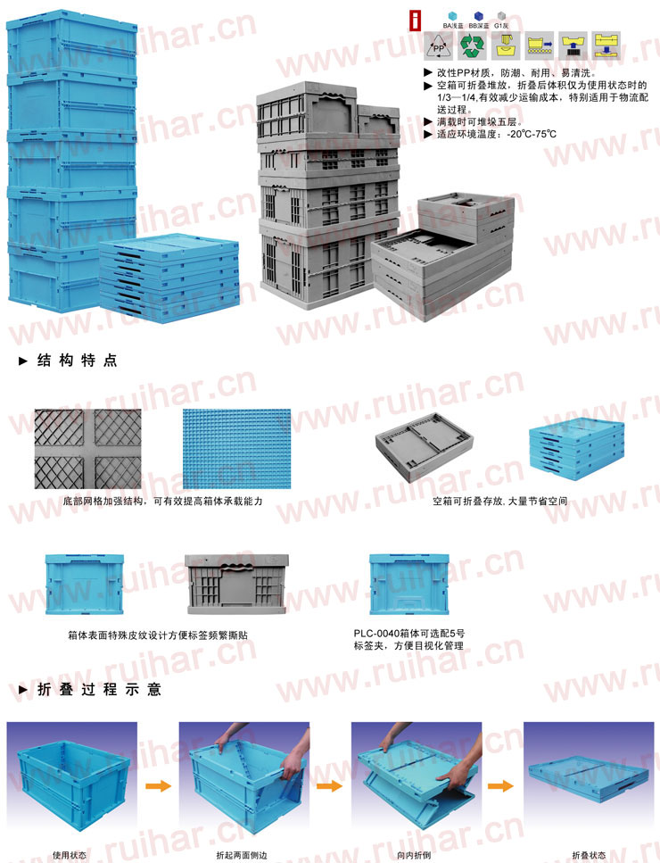 折疊式周轉箱,PLC-0040,530x366x271,02408